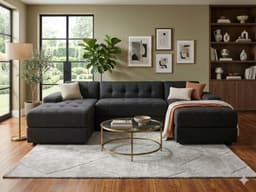 SOFA U SECCIONAL NEGRO LINO Negro