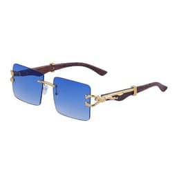 Lentes de Sol Rectangulares Unisex Fanel UV400 Marco Dorado y Lente Azul Azul TALLA UNICA