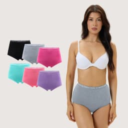 Pack de 6 Calzones Tiro Alto Algodon Mujer Giovacchino Multicolor S