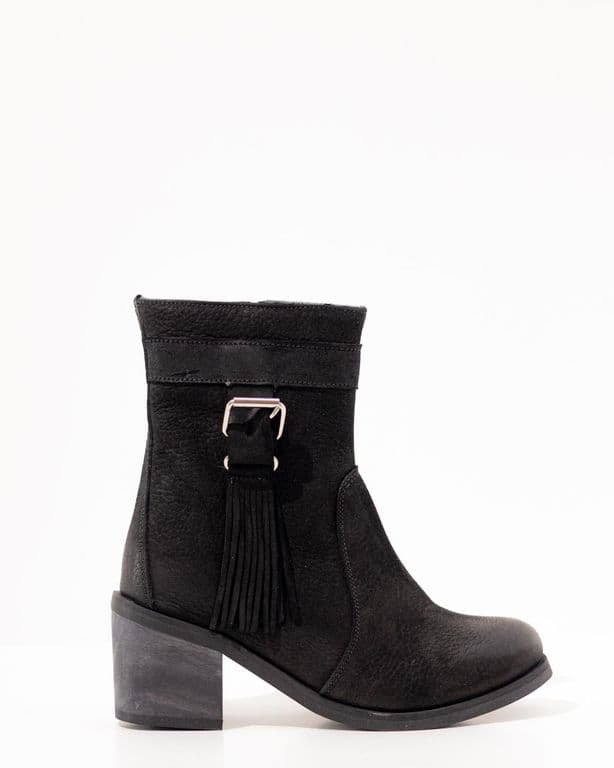 Bota Cuero Mujer Salvia Negro Negro 37