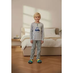 Pijama Nino Verano Manga Larga Disenos Colores 0440 Gris 8