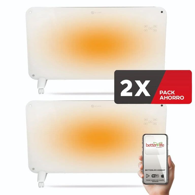Calefactor Electrico Mural De Cristal 2 UNIDADES 1000W WiFi