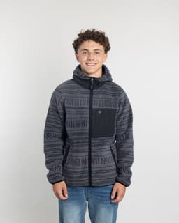 Poleron Juvenil Mini Sherpa Full estampado con gorro Negro 16