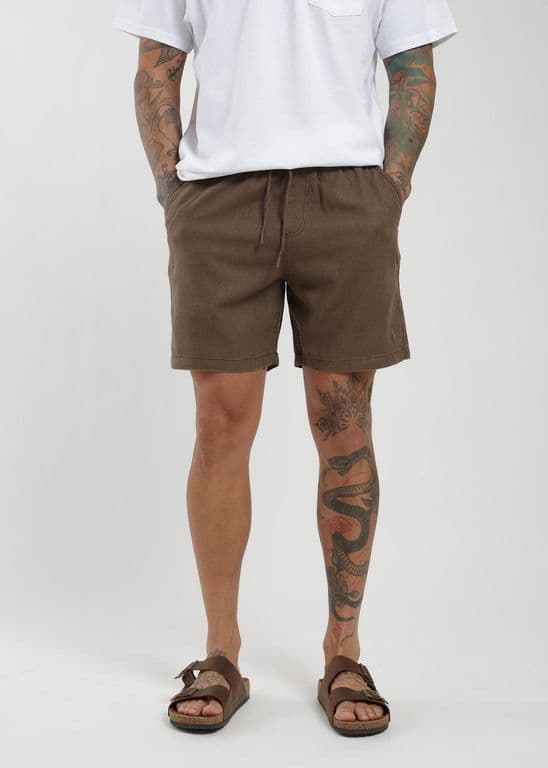 Short Clasico Lino Hombre Cafe 2XL