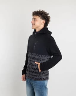 Poleron Juvenil Polar micropolar estampado con gorro Negro 16