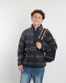 Poleron Juvenil Mini Sherpa estampado sin gorro Negro 18