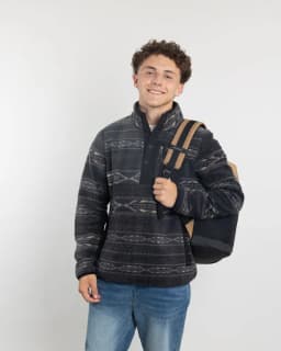 Poleron Juvenil Mini Sherpa estampado sin gorro Negro 12