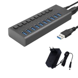 Hub USB 3.0  10 Puertos (Led indicador, 5Gbps, 12V)