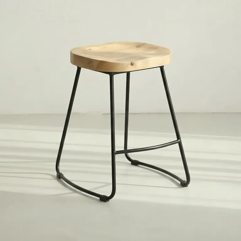 Silla Piso Bar Taburete Nara Cocina Madera Natural Negro Negro