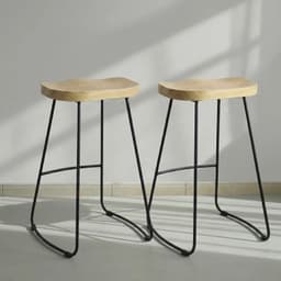 Pack 2 Sillas Piso Bar Taburete Nara Cocina Madera Natural Negro Negro