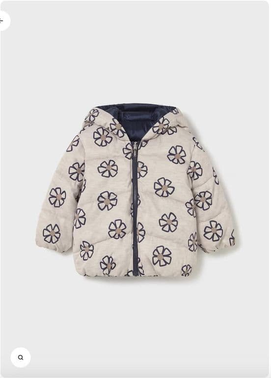Chaqueta acolchada reversible flores Azul Marino 4 ANOS