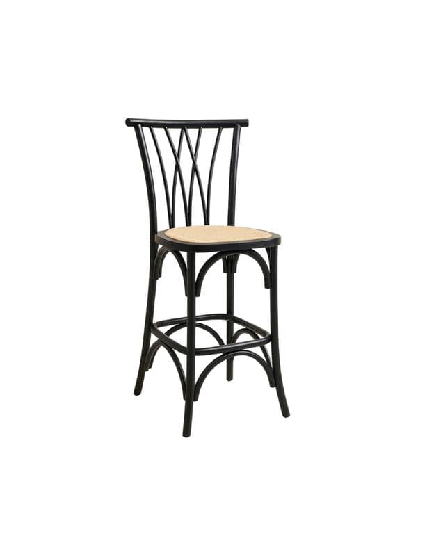 Silla Alta de Bar Amelia de Madera y Rattan