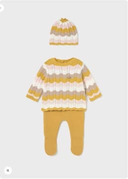 Polaina chaleco y gorrito punto Amarillo 2-4 MESES