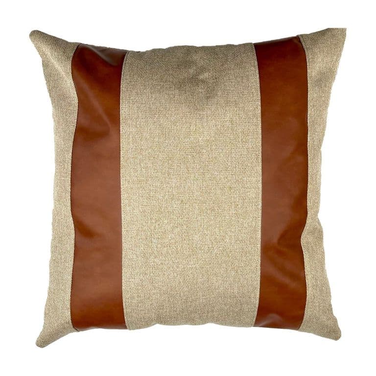 Cojin Decorativo Diseno Lino Cafe Ecocuero 60x60 Relleno