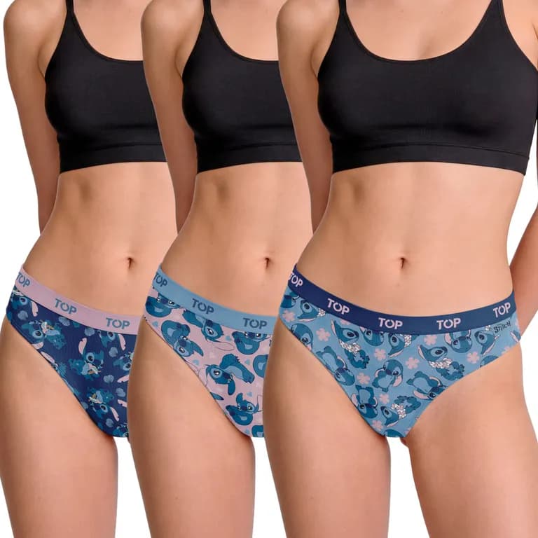 Calzon Bikini Algodon Pack 3 Stitch C5 Multicolor S