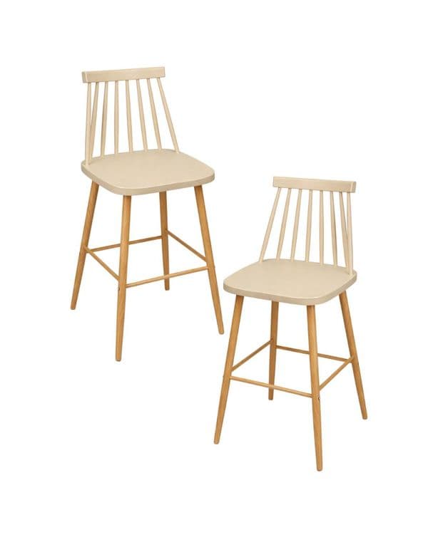 Pack 2 Taburetes de Bar 65 cm Royal Estilo Nordico Beige
