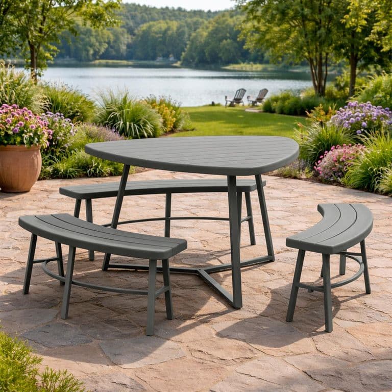 Juego Comedor Terraza 6 Personas Mesa 119x117cm Beige Northwest. Beige