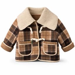 Chaqueta Nino Invierno Cuadros Abrigo Polar Grueso Marron 2