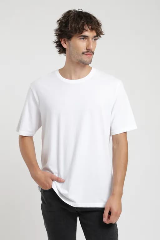 Polera hombre manga corta Plain Blanco XS