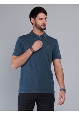 Polera Lisa Stone Wash Regular Fit Denim Azul S