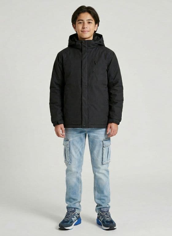 Chaqueta Impermeable Softshell Nino Parka Invierno Termica Negro 6