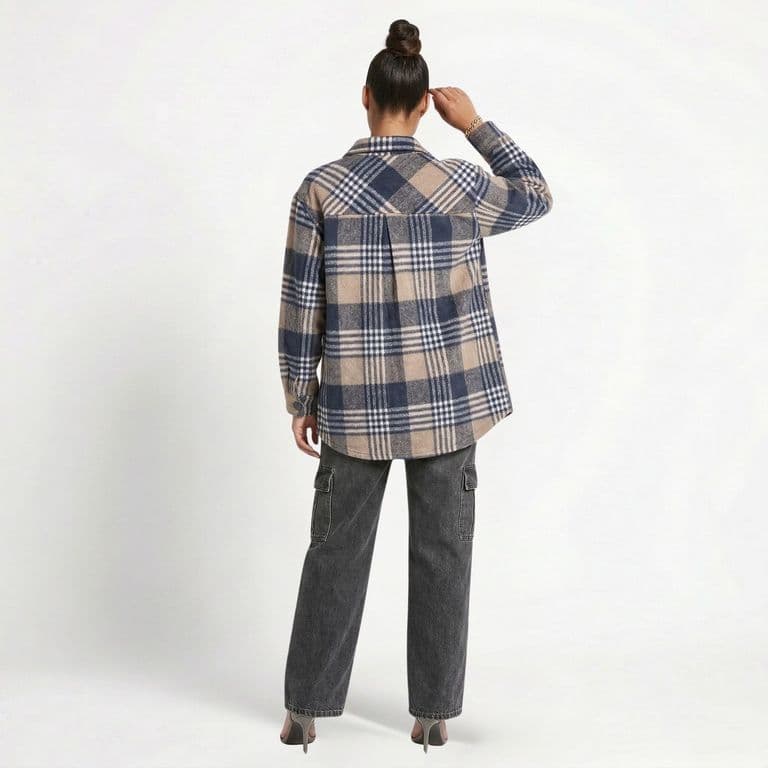 Camisa Lenadora Oversize Mujer Rebecca Beige M