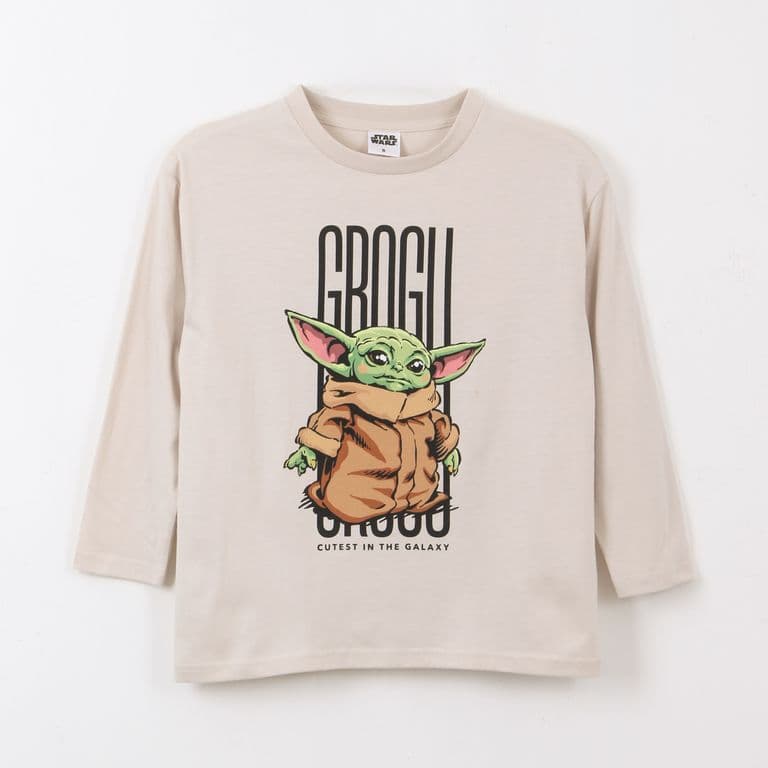 Polera Manga Larga Nino Grogu Beige Beige 10