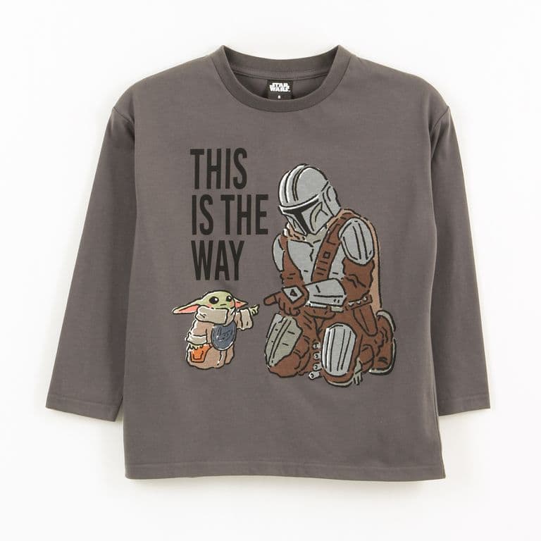 Polera Manga Larga Nino The Mandalorian Gris Gris 14