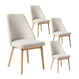 Pack 4 Sillas Comedor Moderna Tapizada Chenilla Madera Haya Lena Beige Beige