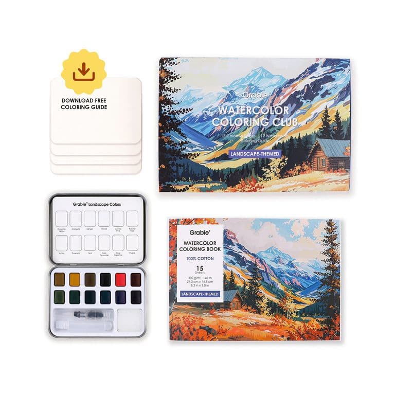 Club Box: Kit de Acuarela + Libro Tematica Paisajes