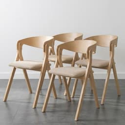 Pack 4 Sillas Comedor Madera Tapiz Chenilla Margot Natural Madera clara