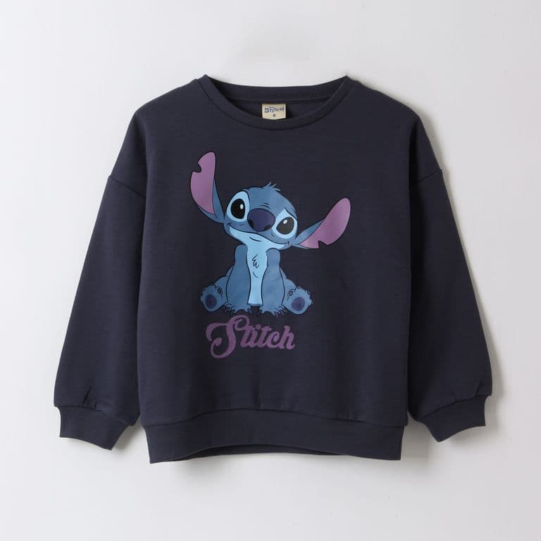 Poleron Cerrado Nina Personaje Lilo & Stitch Negro Gris 4