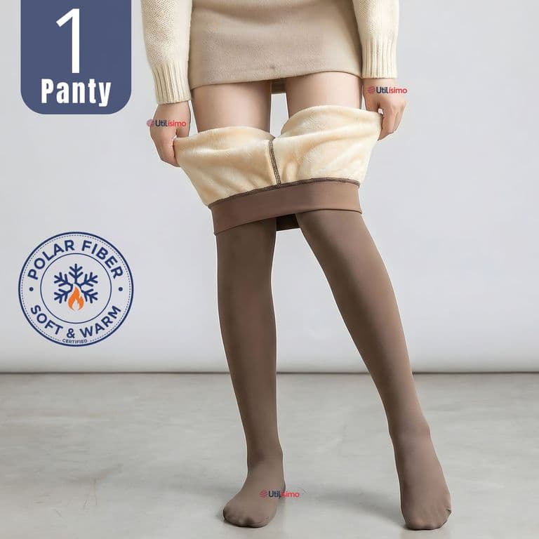 Calza Panty Efecto Piel Polar Termica Con Chiporro Mujer Elasticada Beige XS