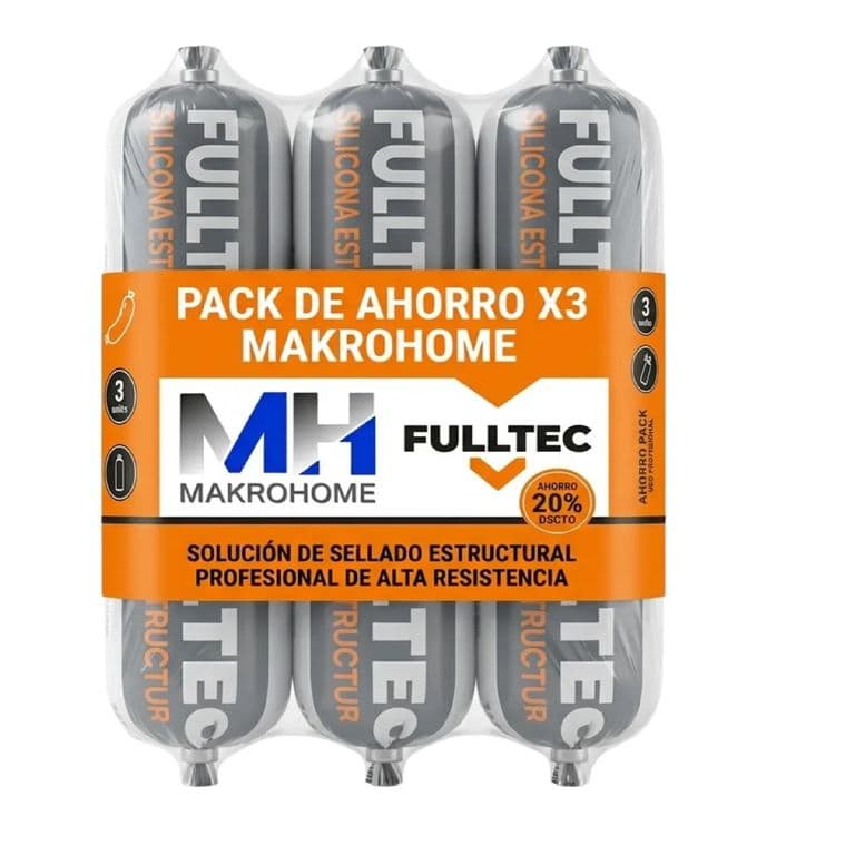 Pack 3 Sellador Poliuretano Estructural 600ml Negro