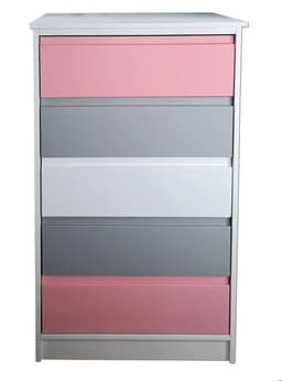 Cajonera Infantil 5 cajones Rosado-Gris-Blanco / Linea Minimal