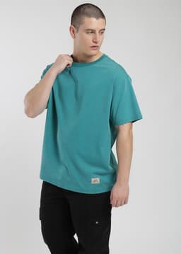 Polera Oversize Algodon Heavyweight Hombre Turquesa XS