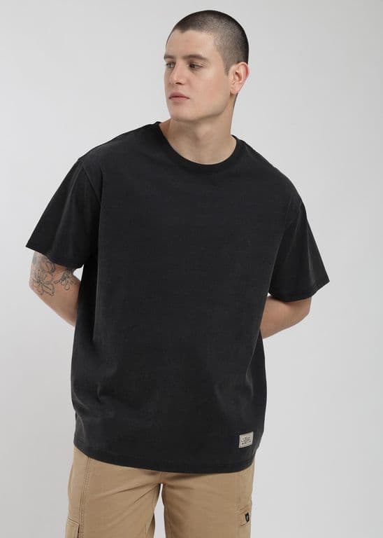 Polera Oversize Algodon Heavyweight Hombre Negro L