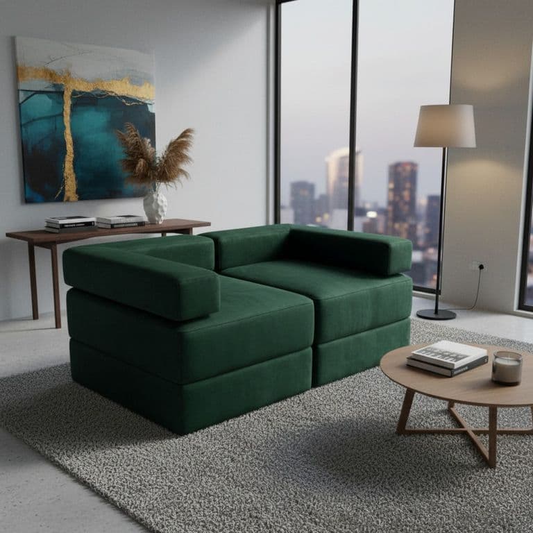 SOFA CAMA ARKOS EN FELPA Verde oliva