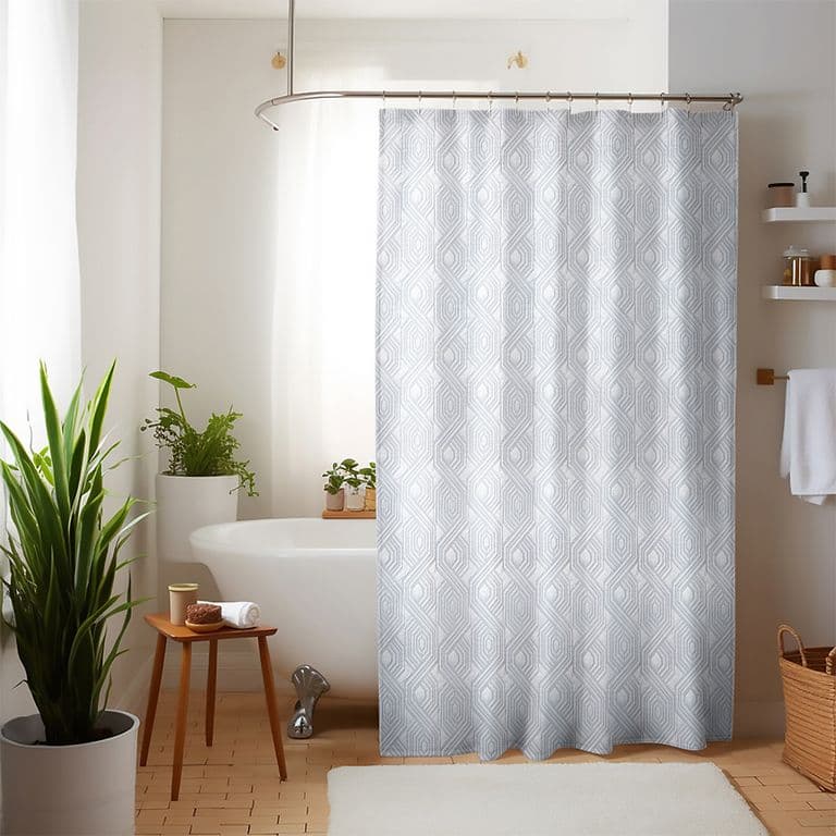 Cortina de bano Home 180x180cm diseno 3D hexagonos