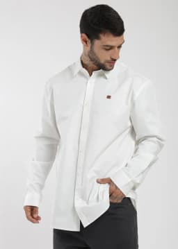 Camisa Manga Larga Algodon Hombre Blanco L