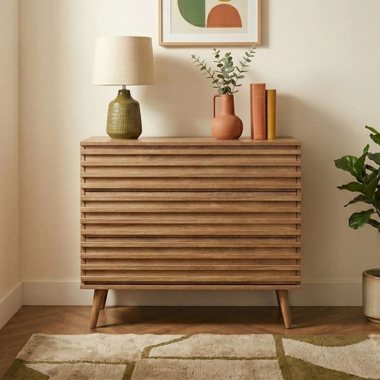 Comoda Cajonera Camden Con 3 Cajones de Varillas Color Cafe Claro