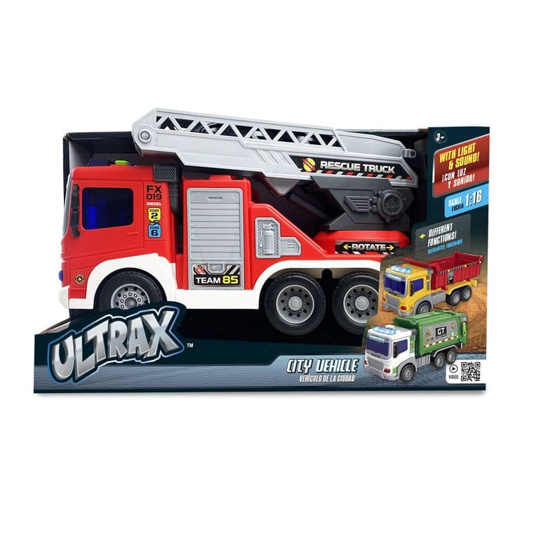 Camion de Rescate con Escalera a Friccion con Luz y Sonido Escala 116