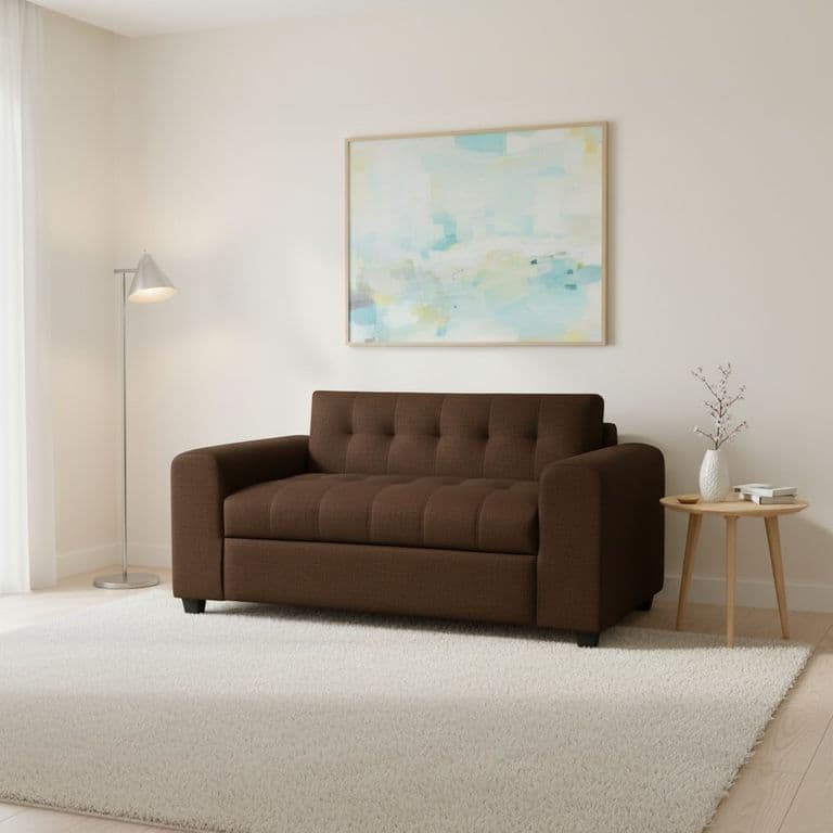 SOFA DOS CUERPOS BRAZO REDONDO EN LINO CHOCOLATE Chocolate