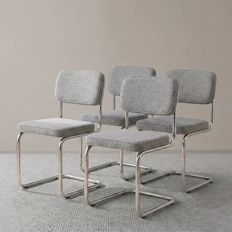 Pack 4 Sillas Comedor Cocina Moderna Metal Acolchada Breuer Gris Gris claro