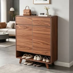 Zapatero Organizador Con 2 Puertas Y 2 Cajones 80*32*112cm Marron