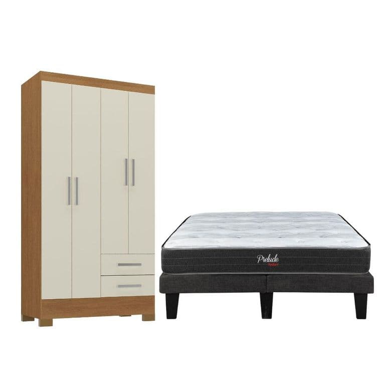 Combo box europeo prelude 2 plazas + Closet 4 puertas Off White CEP20R42