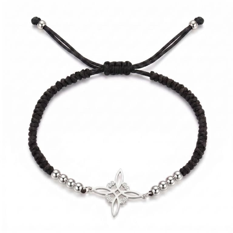 Pulsera Tejida Nudo de Bruja Unisex Negra Negro TALLA UNICA