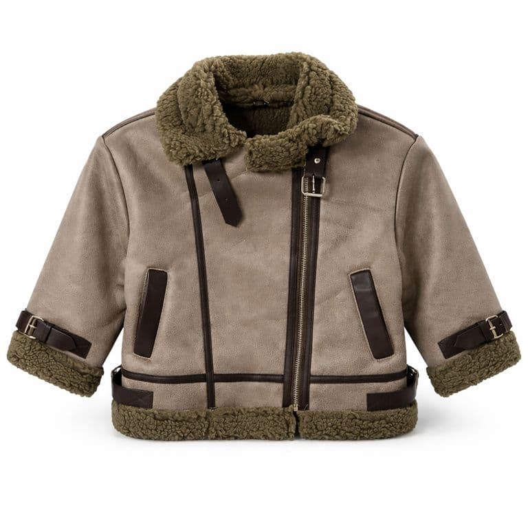Chaqueta Aviador Nina Gamuza Forro Chiporro Gris 2