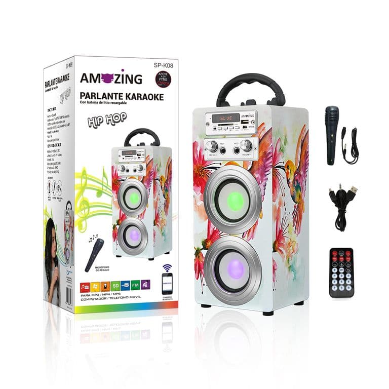 Parlante Karaoke Bluetooth Recargable Hip-Hop.Colibri
