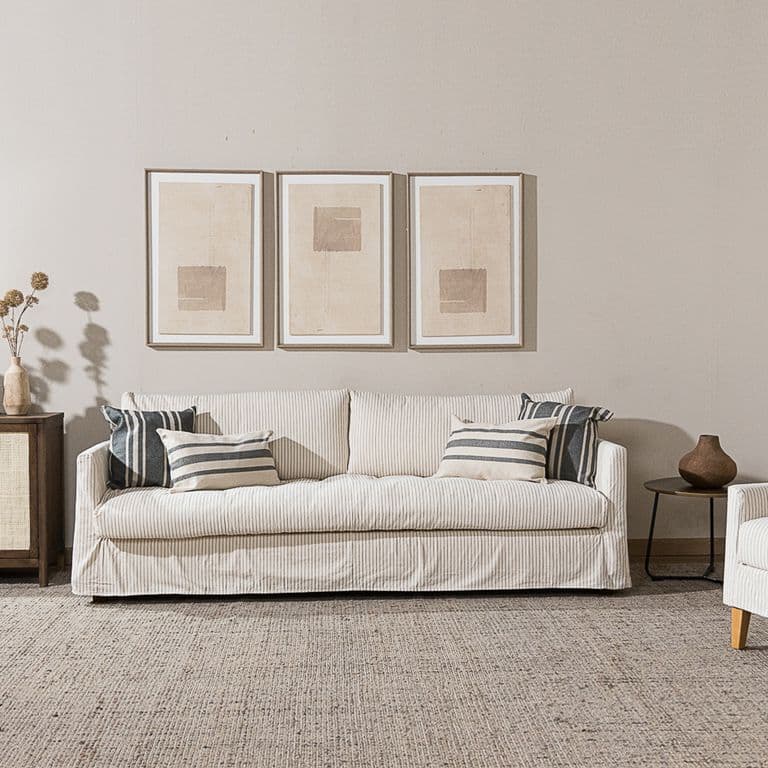 Sofa Helga Listado 240 3 cuerpos Amoble Beige